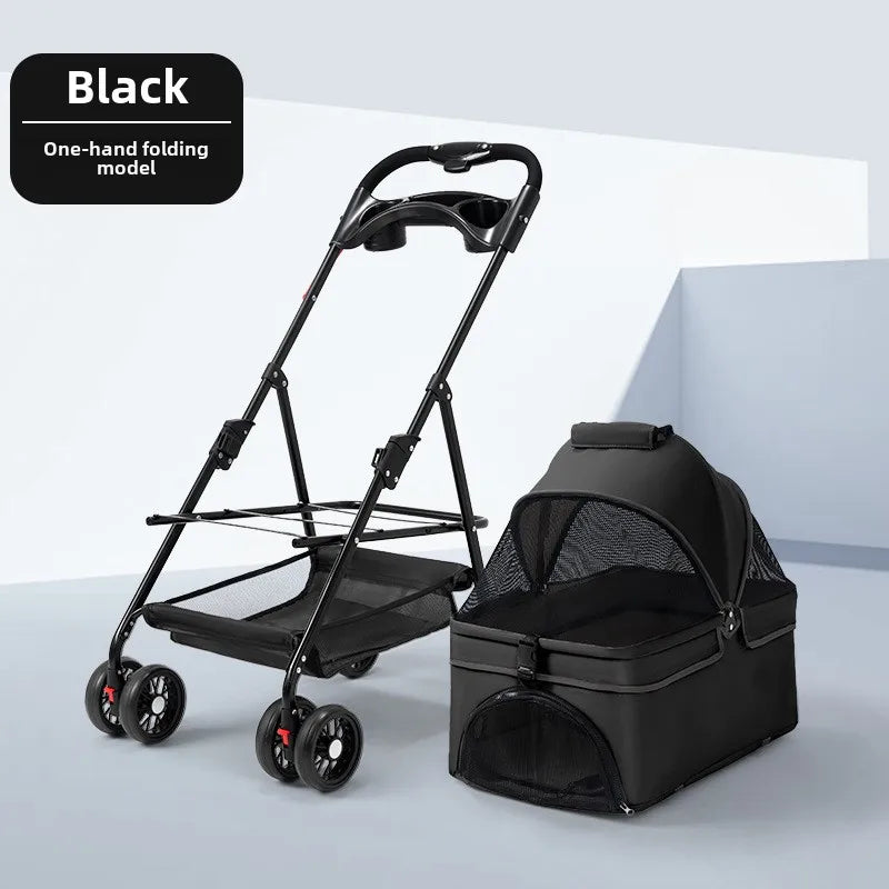 Pet Stroller Dog Cat Teddy Bear Baby Stroller Small Pet Stroller Lightweight Foldable Suitable Outdoor Travel Dog Cat Supplies