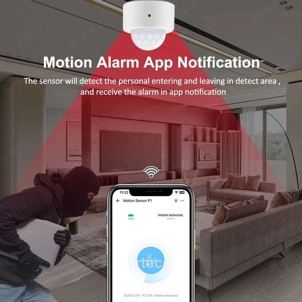 Sensor de movimiento PIR inteligente Zigbee 3.0 Detector de movimiento del cuerpo humano por infrarrojos Sensor de alarma de seguridad Funciona con EWelink Home Assistant