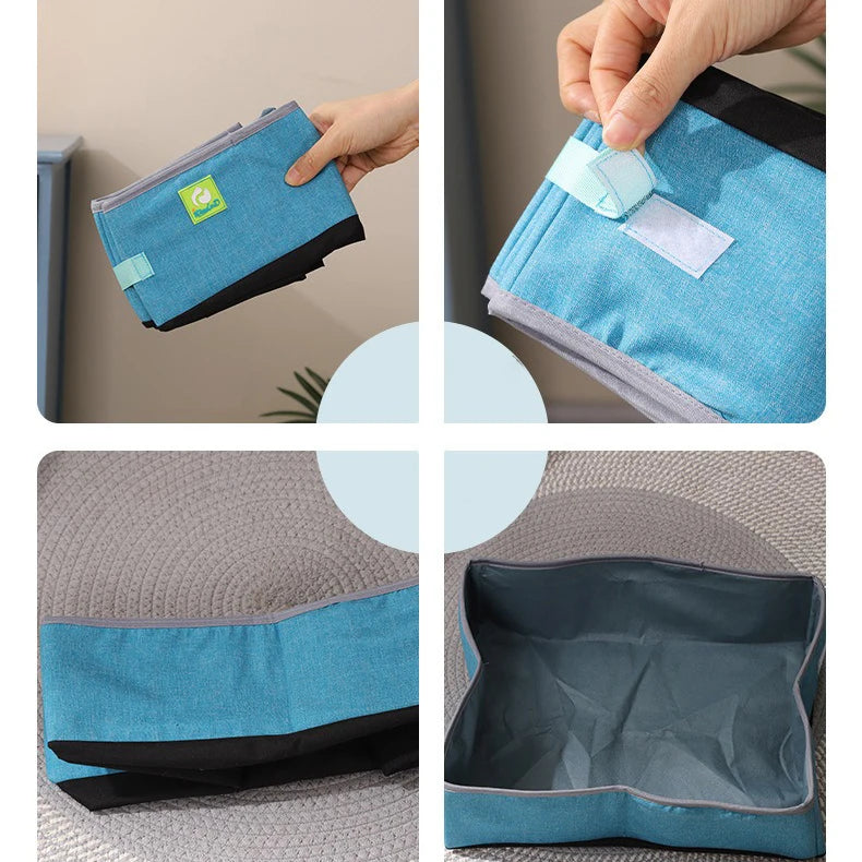 Semi Enclosed Cat Litter Box, Portable Waterproof Oxford Cloth