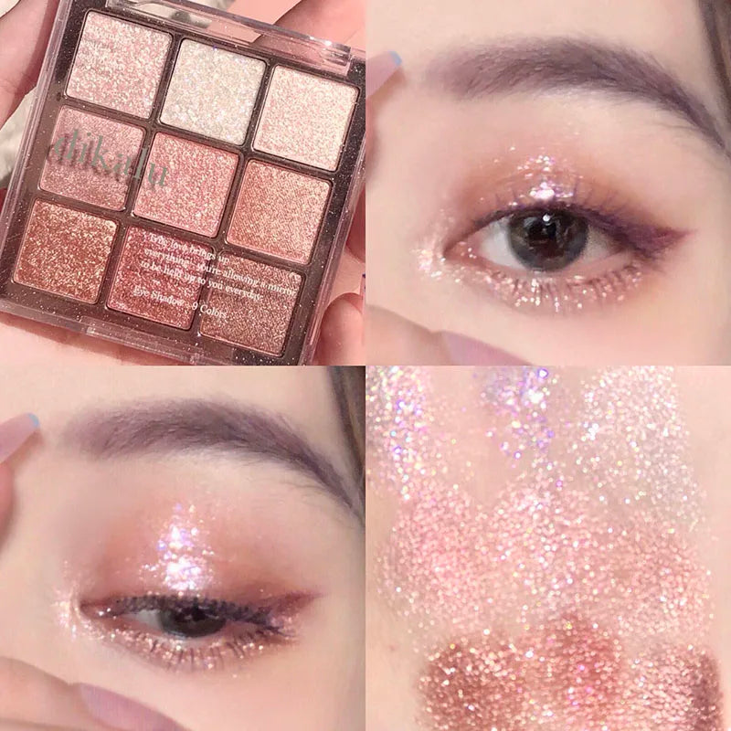 9-Color Eye Shadow Palette Glitter Pearly Eyeshadow Palette Nude Long Lasting Korean Charming Eyes Make Up Palette Cosmetics