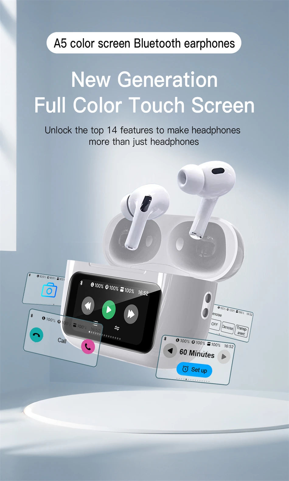 In Ear Subwoofer Earphones with HD Microphone Type-C Wireless Headset for iPhone 15 16 Samsung Xiaomi Huawei VIVO Tablet and Phone