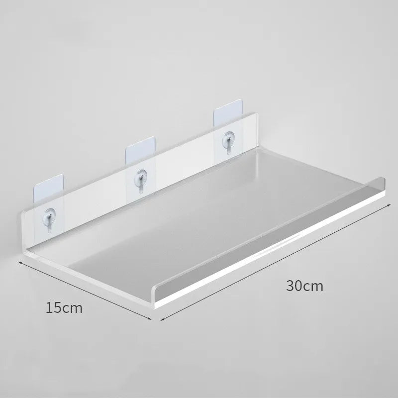 1pc Clear Acrylic Storage Rack Wall Mounted Shelf for Makeup, Books, and Organizing