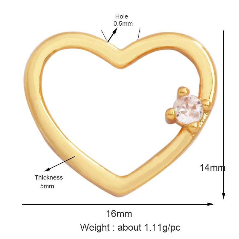 Classics Love Heart Star Zircon Focal Charm Pendant 18K Gold Plated Shell Pearl Jewelry