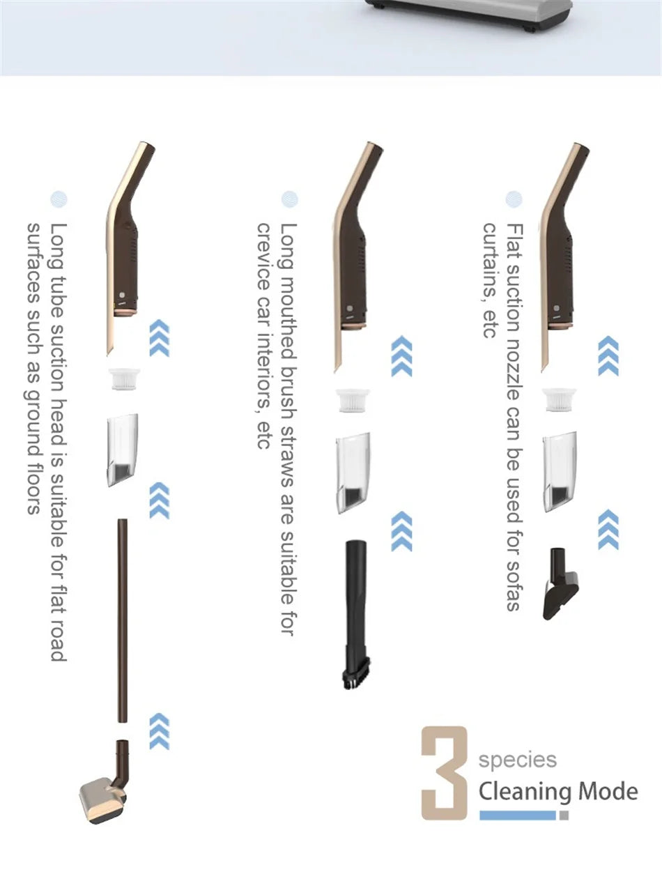 Handheld Wireless Vacuum Cleaner 20000Pa Powerful Suction Portable Car and Home Cleaning Machine with Metal Strainer