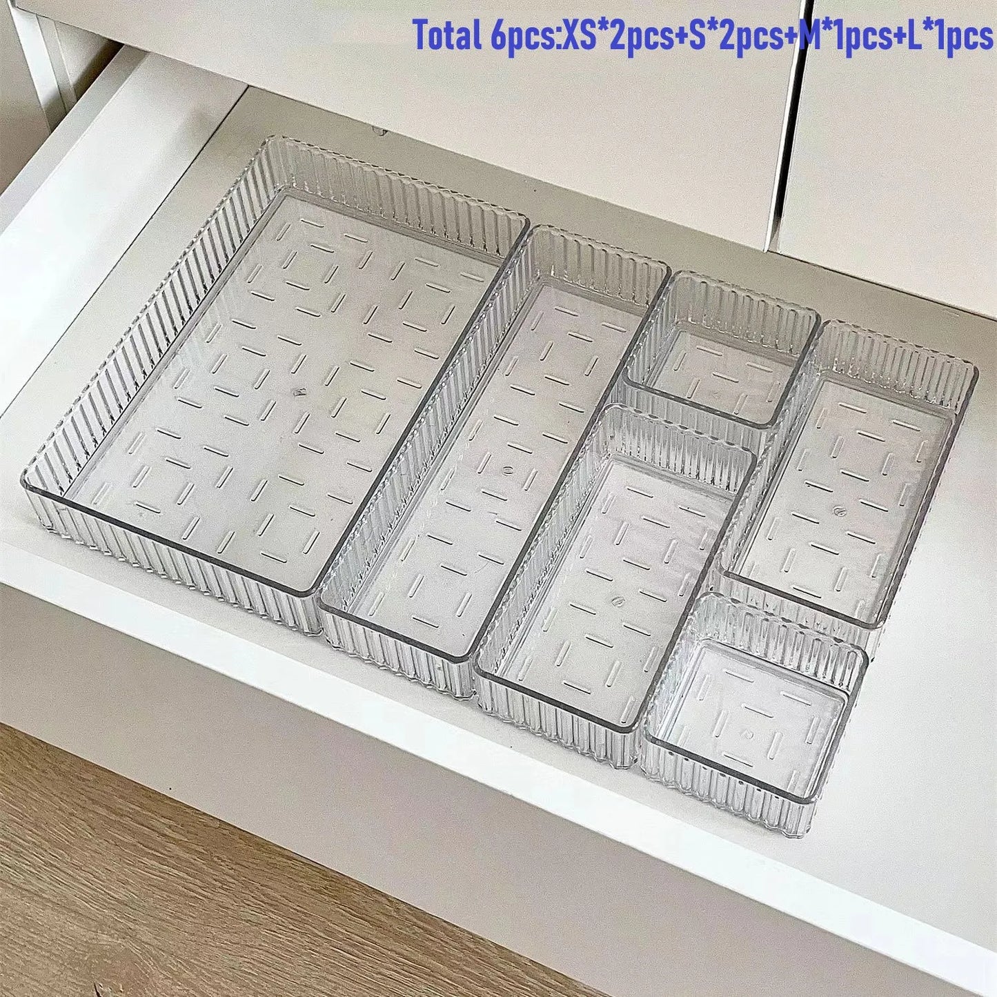 Clear Plastic Drawer Organizers Set for Bathroom and Vanity Storage Bins