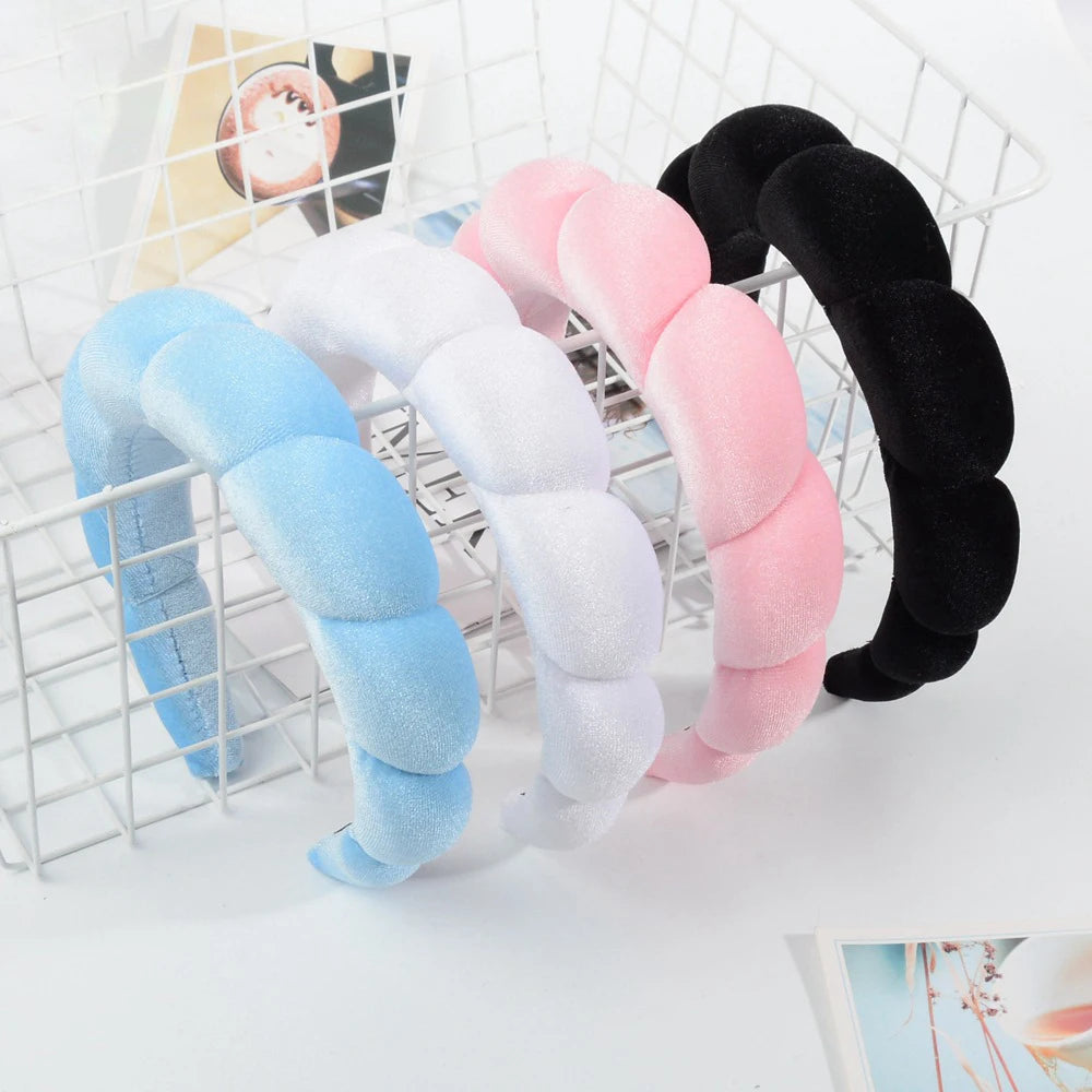 Women Spa Headband For Washing Face Shower Sponge Hairbands Fashion Winter Puffy Makeup Hair Hoop Headwear Hair Accessories