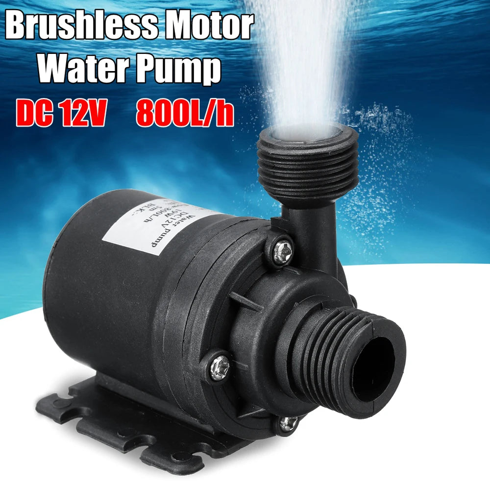 Minibomba de agua ultra silenciosa, motor sin escobillas de 12 V/24 V CC, sumergible, adaptador para acuario, fuente de estanque para pecera y jardín