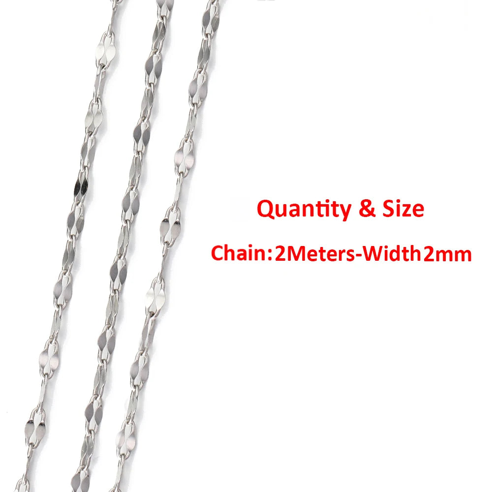 2 Meters/1 Meter High Quality Gold Color Stainless Steel Chain for DIY Jewelry Making