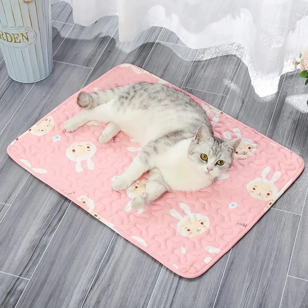 Pet Summer Mat Cooling Ice Blanket Mat Moisture Proof Dog Floor Sofa Cushion Skin Friendly Cat Sleeping Breathable Pet Bed Mat