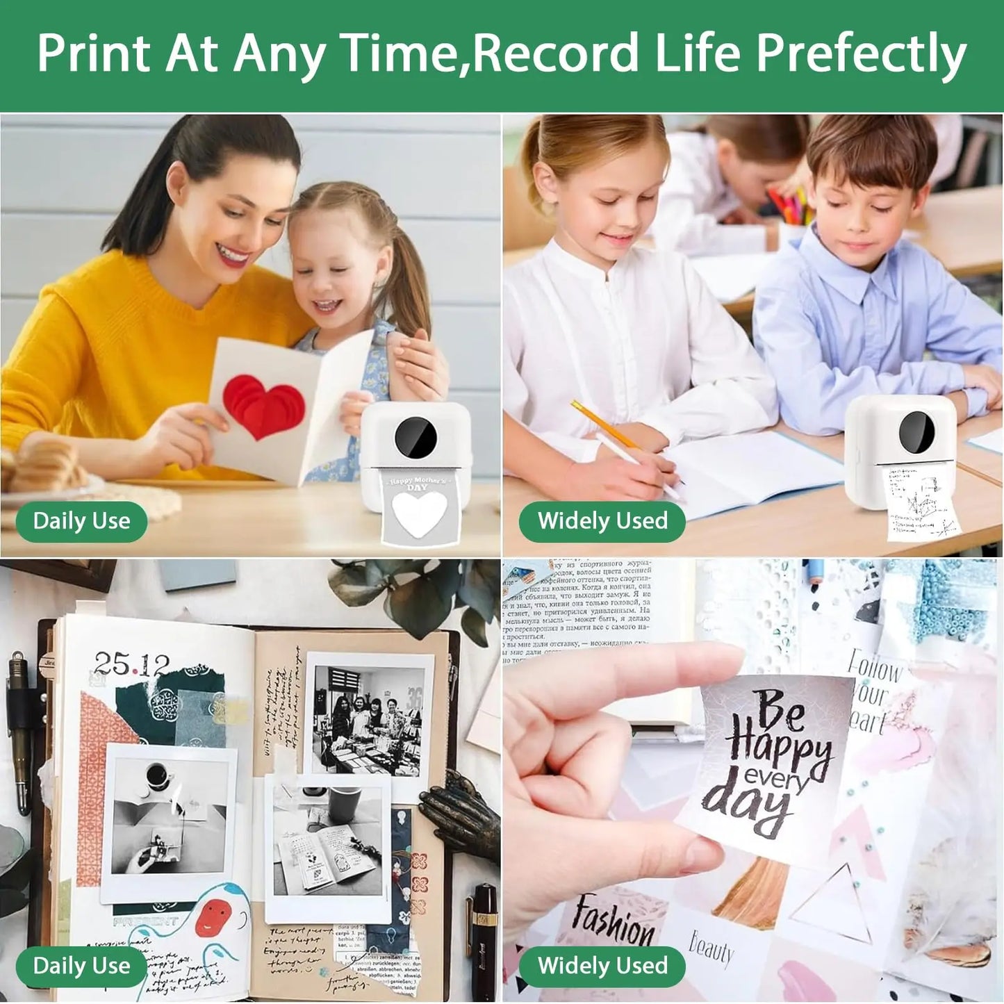 Papel térmico MINI Etiqueta autoadhesiva de impresión para mini impresoras Máquina de poses Pegatinas para cámara para niños Rollos de 57 mm de ancho