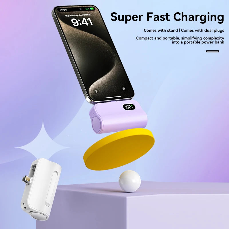 Xiaomi Capsule Power Bank 50000mAh Hidden Type-C Lightning Interface Mobile Power Supply Emergency External Battery Fast Charger