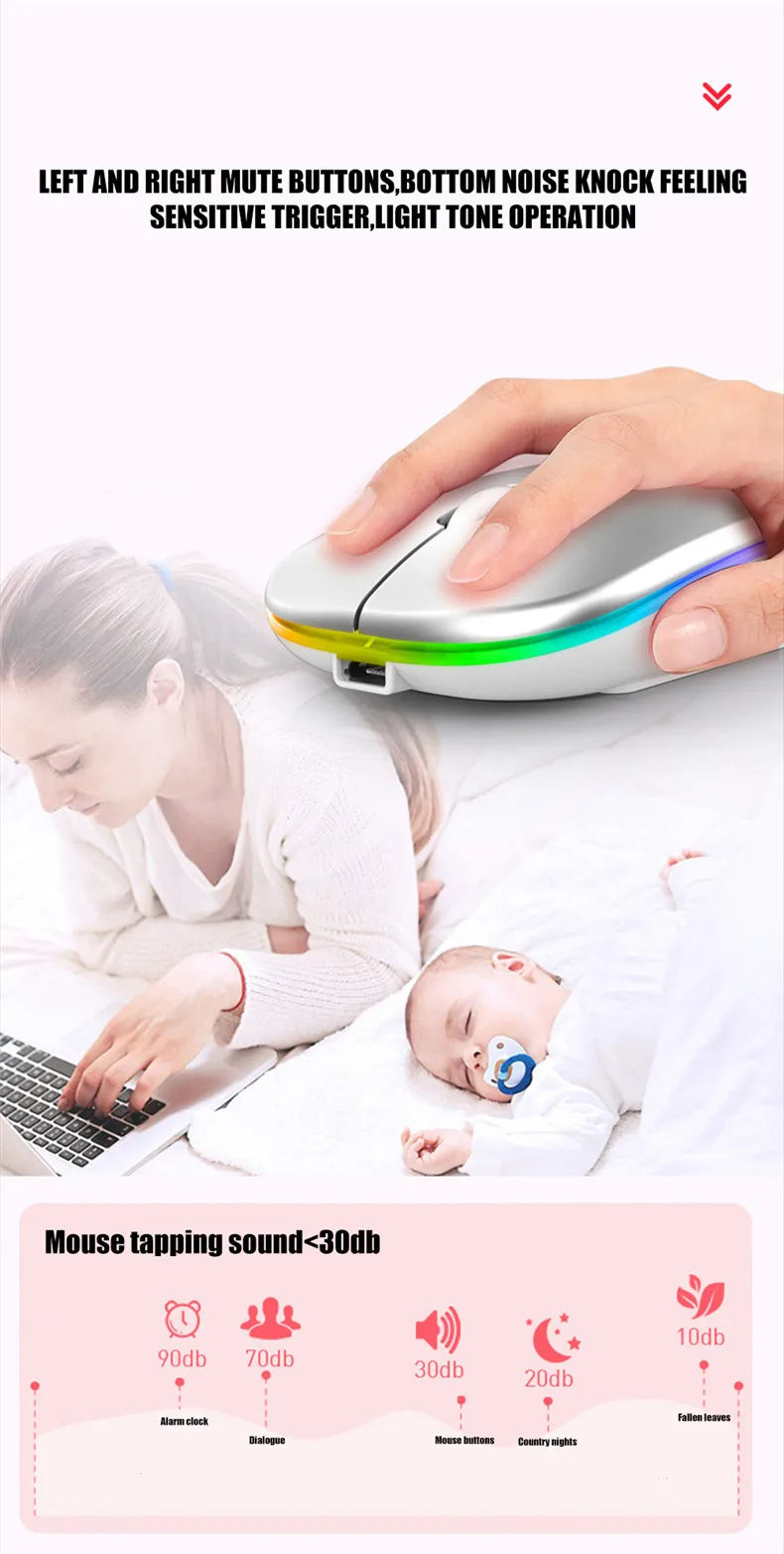 Wireless Mouse RGB Rechargeable Mice Wireless Computer Mause LED Backlit Ergonomic Gaming Mouse For Laptop PC