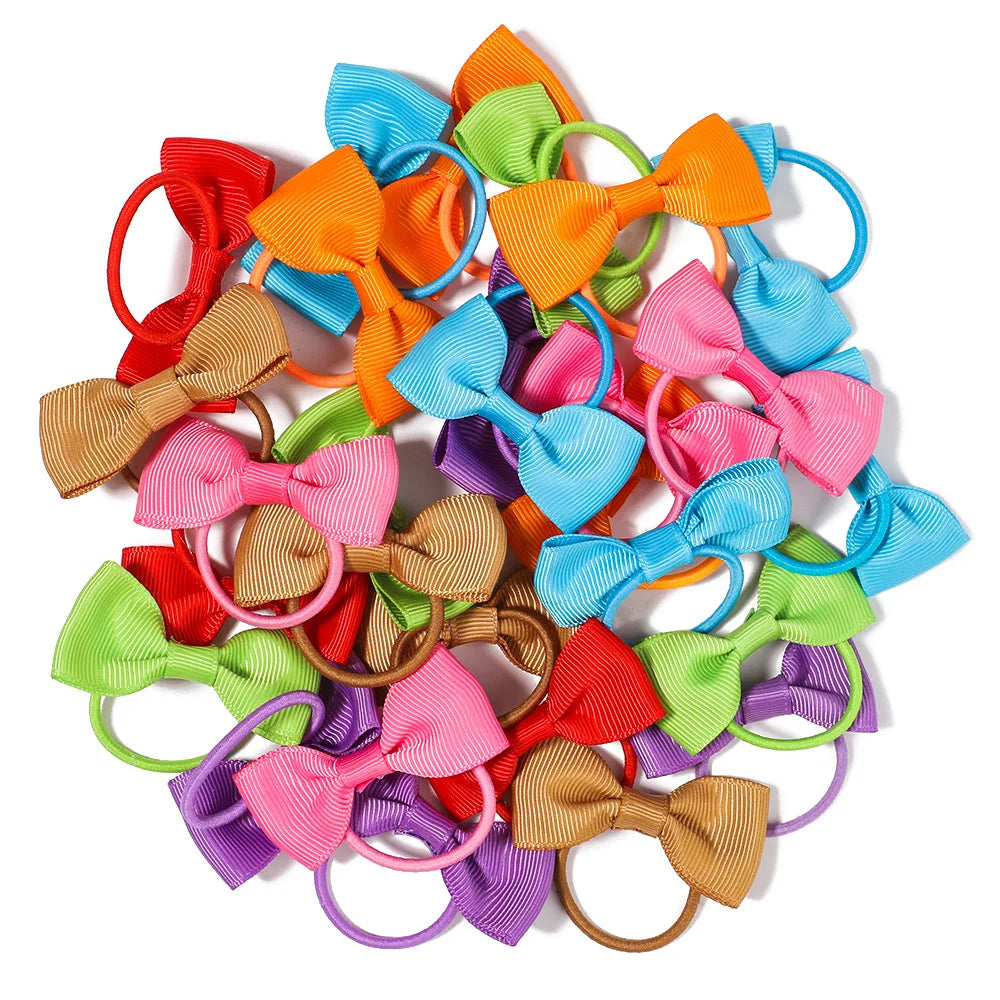 5/10/20Pcs/lot Grosgrain Ribbon Pigtail Hair Bows Hair Ties Elastic Hair Bands Holders Hair Accessories for Baby Infants Girls