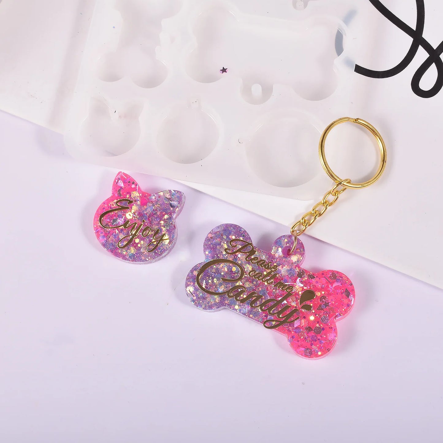 Dog Tag Bone Shaped Keychain Mold for DIY Resin Jewelry