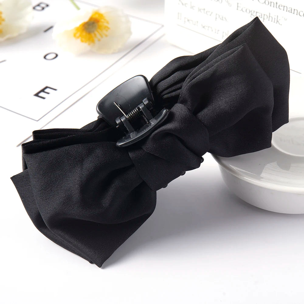 Bow Hair Claws Clip Large Shark Claw Hair Clips Solid Bowknot Hairpin Barrettes for Ponytail Women Hair Accessories Headbands