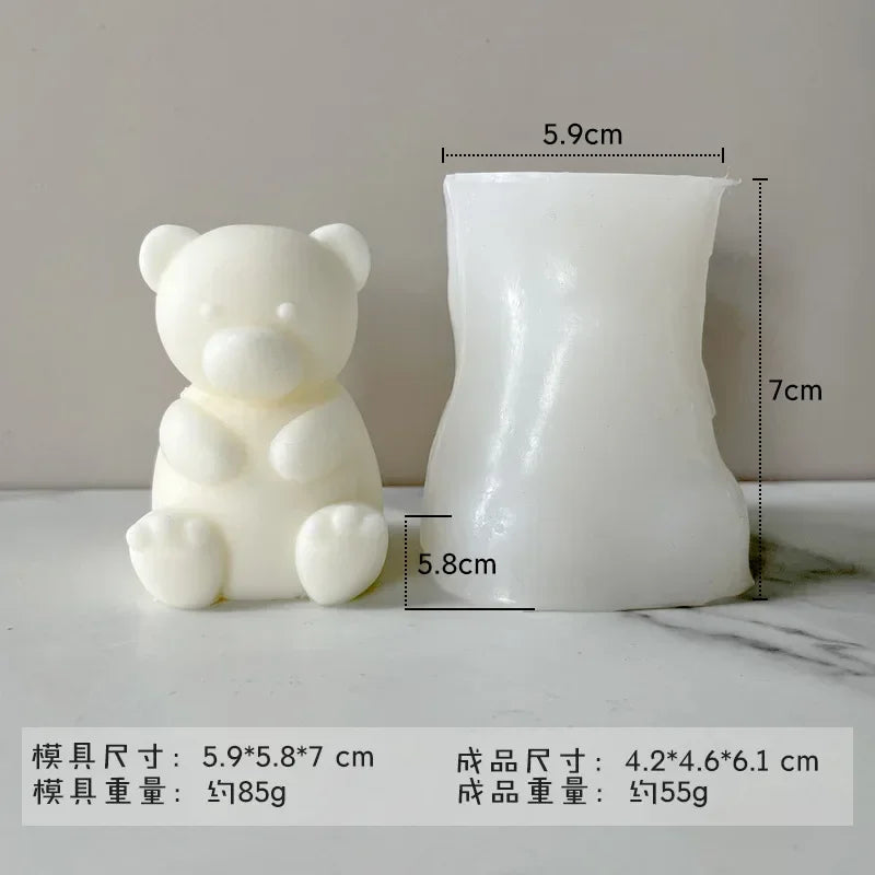 3D Cute Cartoon Bear Silicone Candle Mold Gift Making Kit