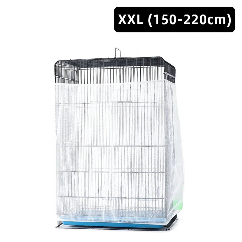 Nylon Mesh Bird Cage Cover Shell Skirt Net Easy Cleaning Seed Catcher Guard Bird Cage Accessories Airy Mesh Parrot Bird Cage Net