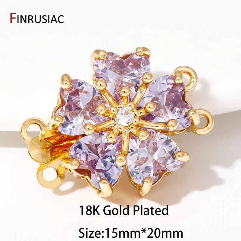 Multi Styles 18K Gold Plated Brass Flower Safety Clasps for DIY Jewelry