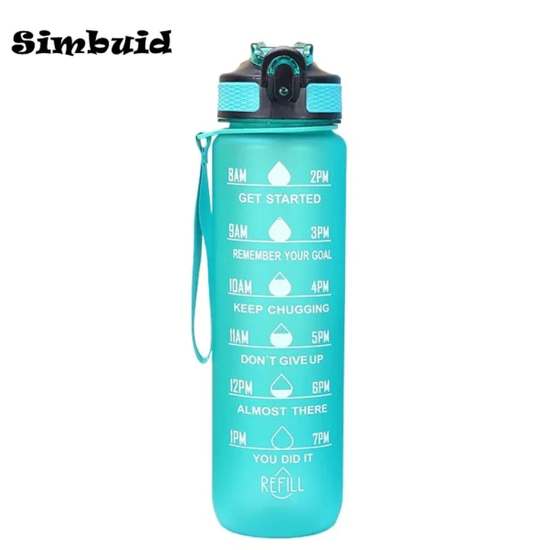 600ML Sports Water Bottle with Time Marker Leak-proof Fitness Cup