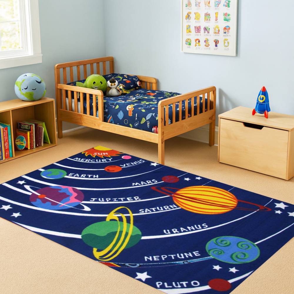 L.A Rugs Fun Time Solar System Rectangular Area Rug - Blue