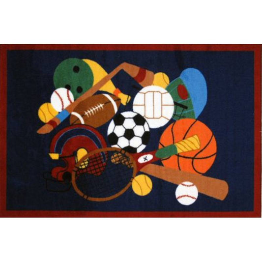 L.A Rugs Fun Time Sports America Rectangular Area Rug - Blue
