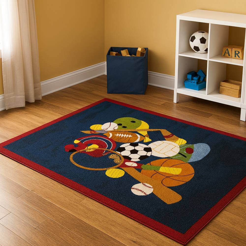 L.A Rugs Fun Time Sports America Rectangular Area Rug - Blue