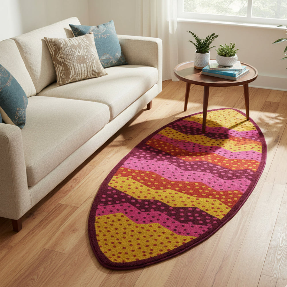 L.A Rugs Surf Time Wavy Sea Oval Area Rug