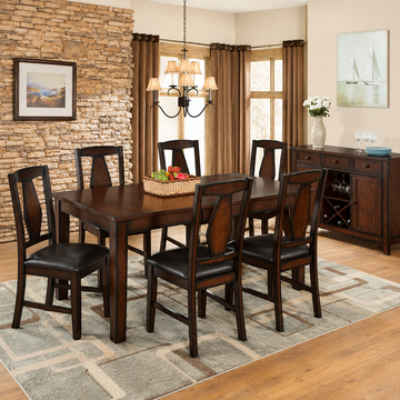 Mesa de comedor Tuscan Hills con 6 sillas y hojas de mariposa autoguardables de Vilo Home - Nogal 