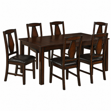 Mesa de comedor Tuscan Hills con 6 sillas y hojas de mariposa autoguardables de Vilo Home - Nogal 