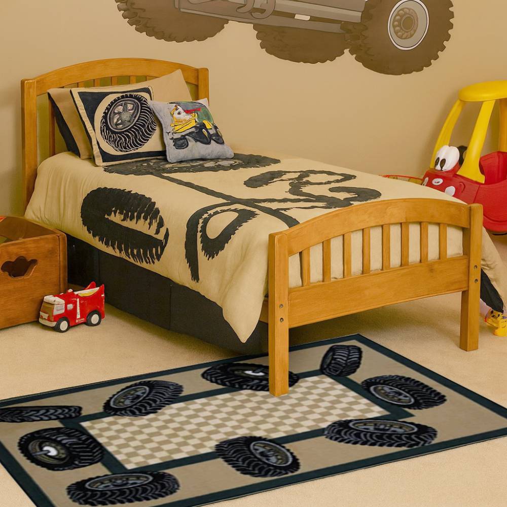 L.A Rugs 3'3" x 4'10" Fun Time Tire Border Rectangular Area Rug - Beige/Black