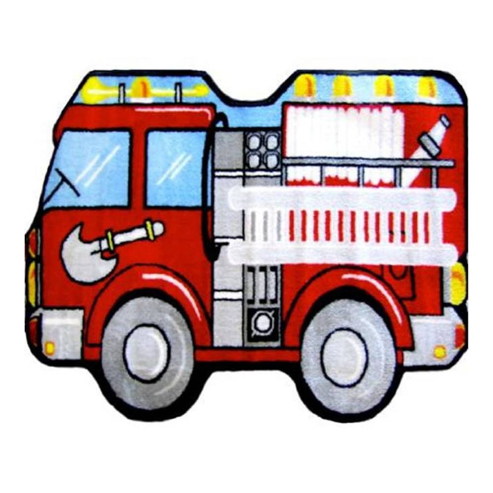 L.A Rugs 2'1" x 3'3" Fun Time Fire Engine Area Rug - Red