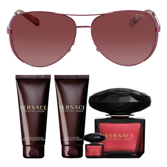 Bundle: Michael Kors Chelsea MK5004 Women's Gradient Sunglasses + Versace Crystal Noir Women's (4-Piece) Eau de Parfum Gift Set