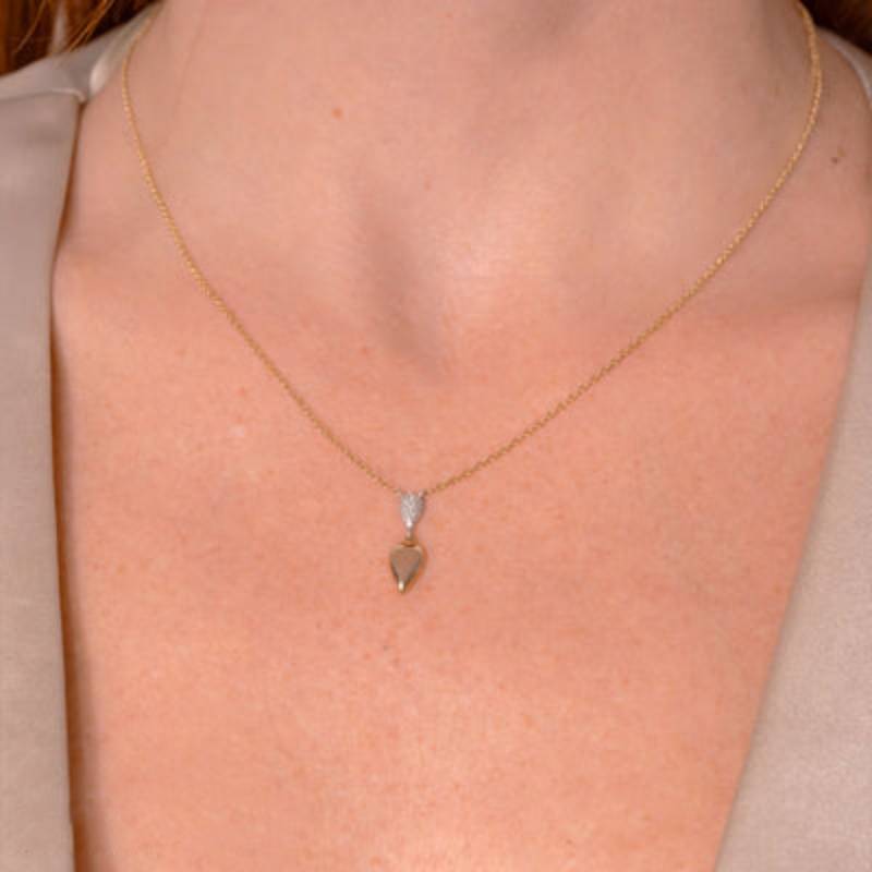 Shy Creation Kate 0.08 ct. Diamond Pave Necklace in 14K Two Tone Yellow Gold