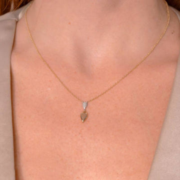 Shy Creation Kate 0.08 ct. Diamond Pave Necklace in 14K Two Tone Yellow Gold