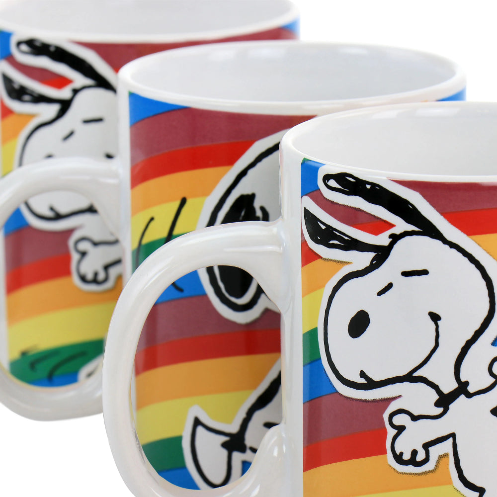 Peanuts 70th Anniversary Classic Snoopy Rainbow Stoneware Mug Set (4-Piece)