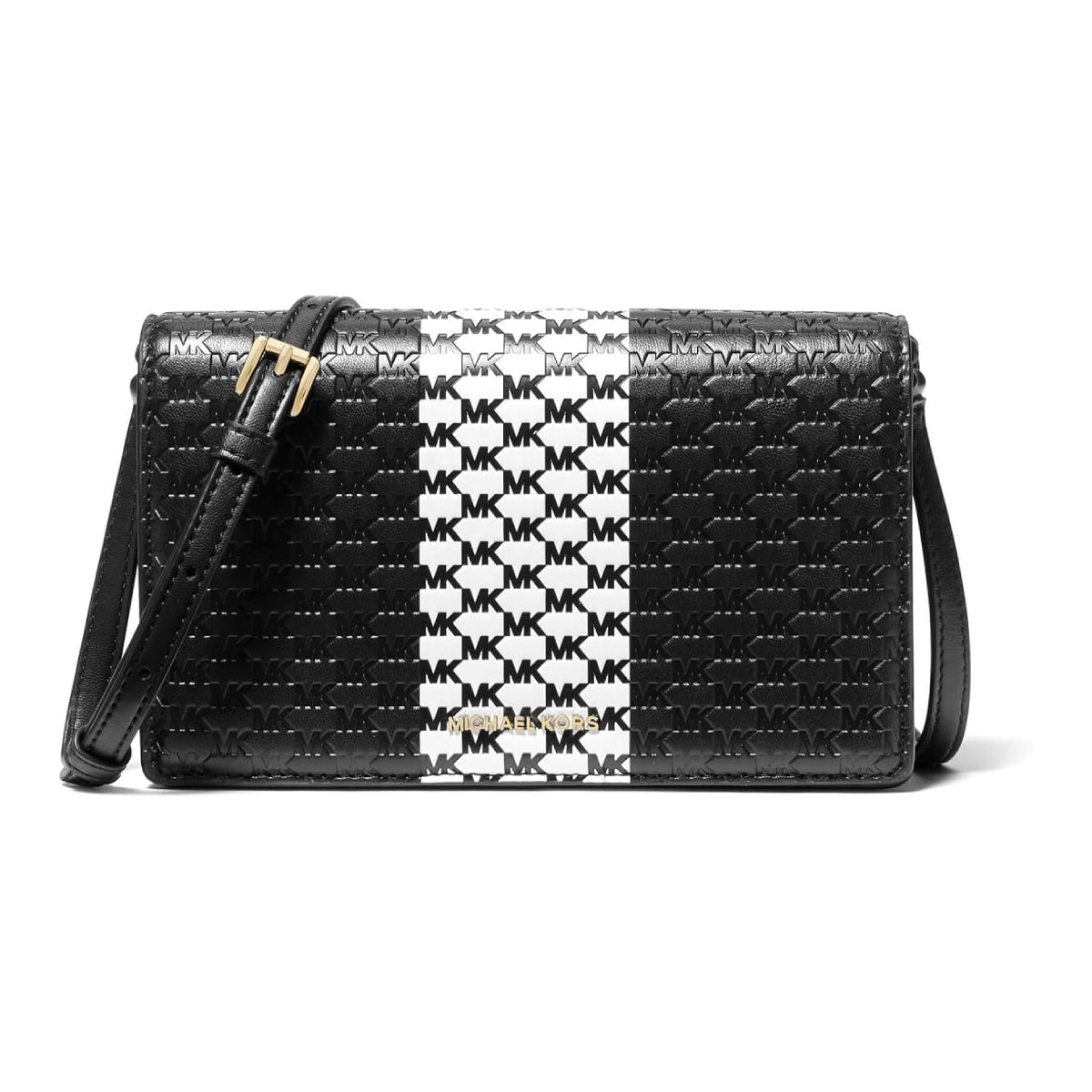 Michael Kors Jet Set Medium Flap Crossbody Bag - Black/Optic White