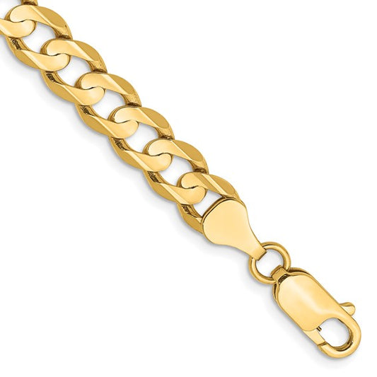 14K Yellow Gold Unisex 8" Open Concave Curb Bracelet