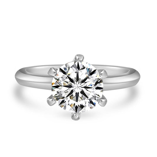 Anna Zuckerman Anastasia 02 Women's 2 ct. Diamond Crystalline Solitaire Engagement Ring in Platinum-Plating over 925 Sterling Silver - Size 9