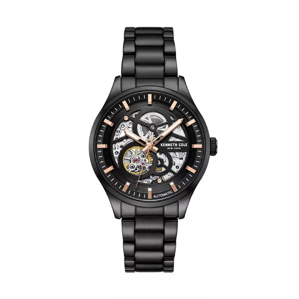 メンズウェア Black Watch Collared Snead Kenneth Cole New York Automatic Men's 42mm Bracelet Watch - Black