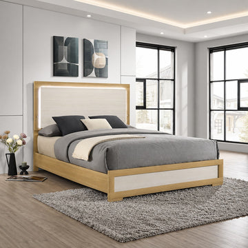 Hyland Queen Size Bed by Coaster Furniture - White/Beige