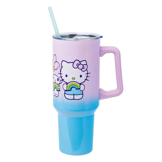 Sanrio Hello Kitty and Friends Rainbow 40 oz Stainless Steel Tumbler - Lavender/Blue