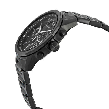 Armani Exchange Bank's Men's 44mm Black-Plated Bracelet Watch - Black Dial
