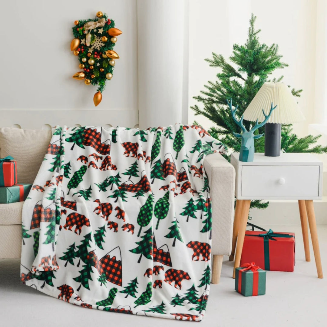 Ultra Soft Oversized Plush Holiday Throw Blanket - Multi Bear