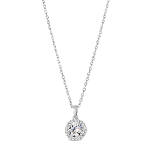 Anna Zuckerman Anastasia 33 Women's 20" 1.50 ct. Diamond Crystalline Mini Halo Gem Necklace in Platinum-Plating over 925 Sterling Silver