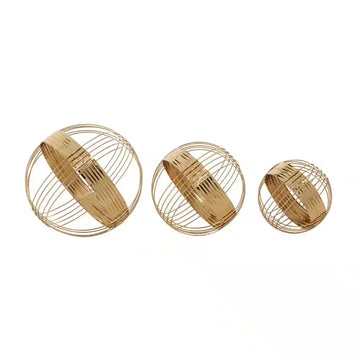 UMA Enterprises Metal Geometric Sculpture Set of 3, Gold
