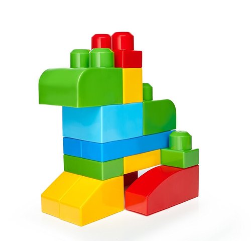 Bolsa de construcción grande First Builders de Mega Bloks, juego de construcción clásico de 80 piezas, color azul