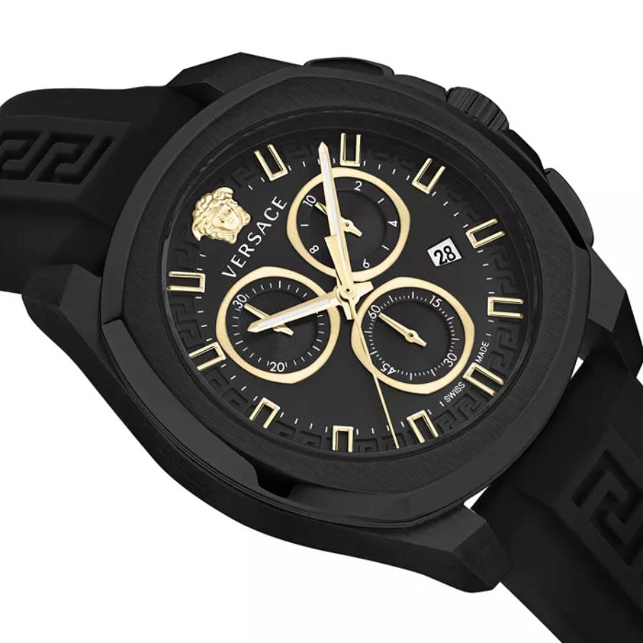 Versace Geo Chronograph Men's 43mm Strap Watch - Black