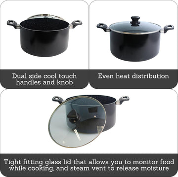Imusa GAU/24038 10 qt Bistro Nonstick Duch Oven with Glass Lid - Black