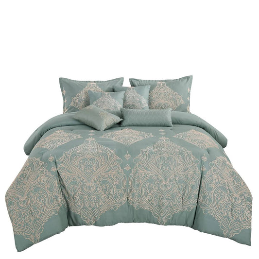 ESCA Lycoris King Size Comforter Set (7- Pieces) - Blue