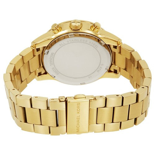 Michael Kors Women's Ritz Chronograph Round Gold Dial Stainless Steel Bracelet Watch - Gold